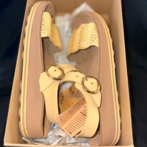 Fantasy Sandals Molly Wedge Sandals in Honey Raffia - Size 38 (US 7-7.5)